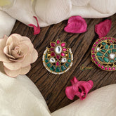 Vriksham Antique Floral Kundan Jadau Peacock Chandran & Suryan Billai-J2943